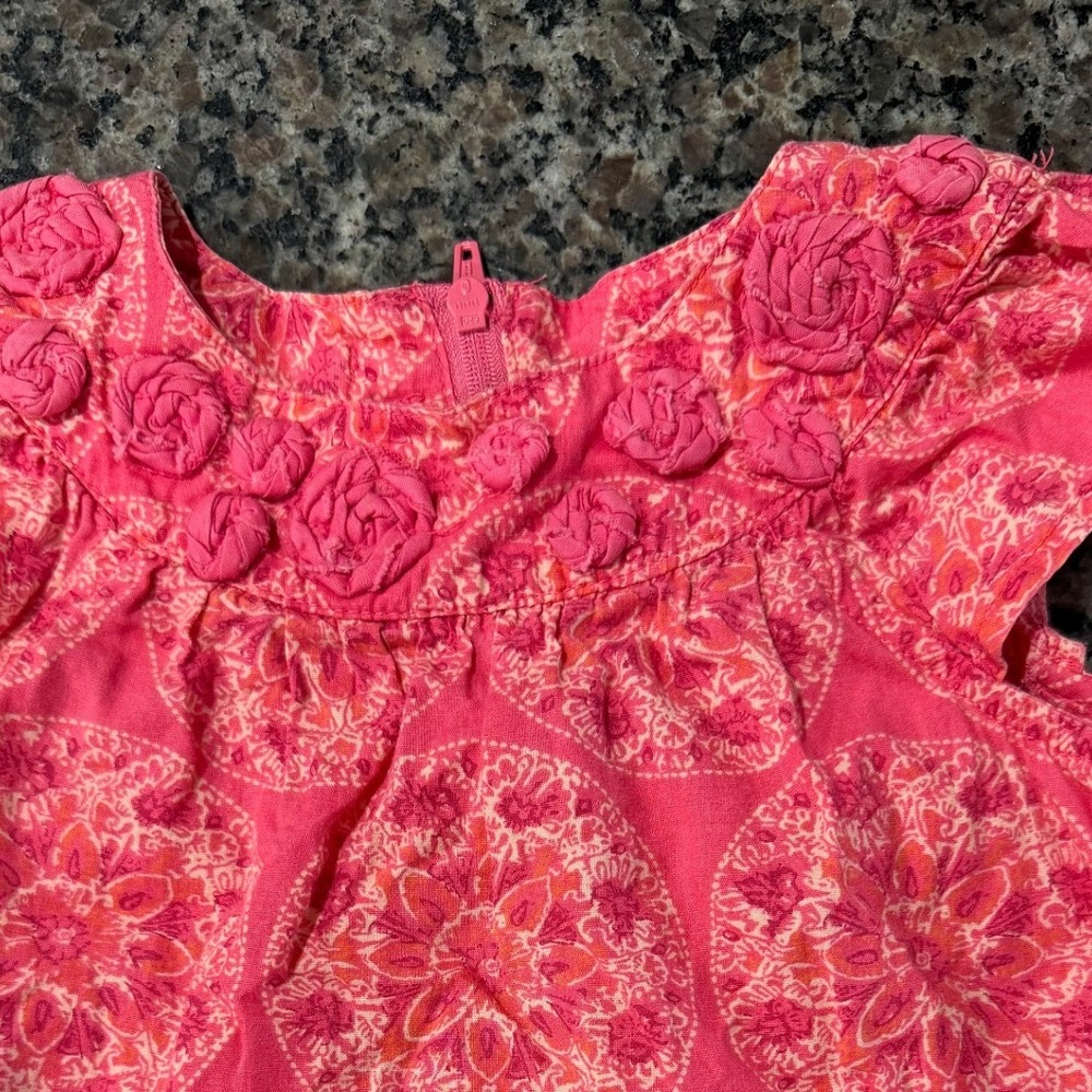 Calypso St Barth for Target Pink Medallion Ruffle Dress 2T Rosette Detail Cotton - Picture 3 of 7